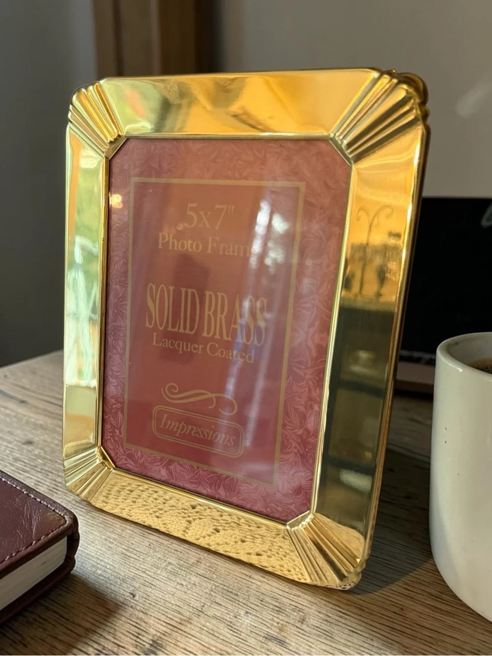 Vintage Solid Brass 5x7” Impressions Picture Frame - Elegant Home Accent